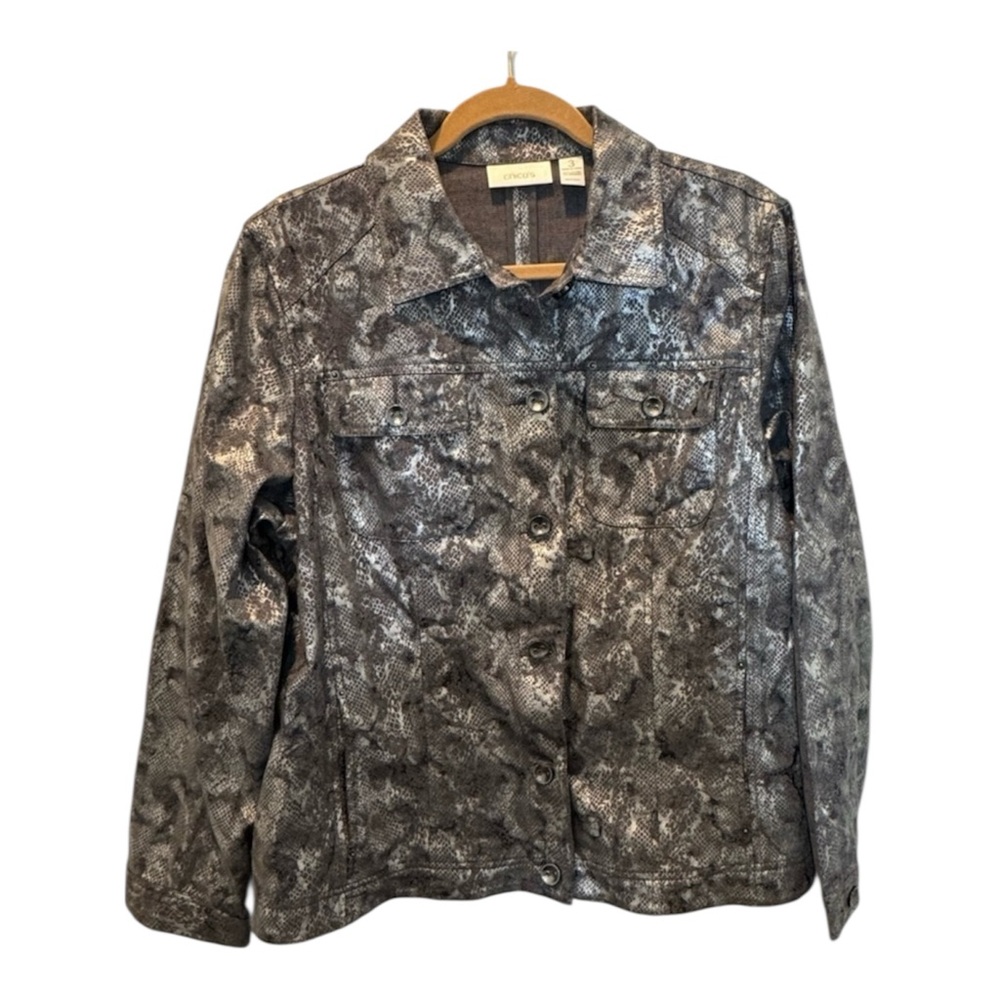 Chico’s Blue Button Front Jacket Size 3